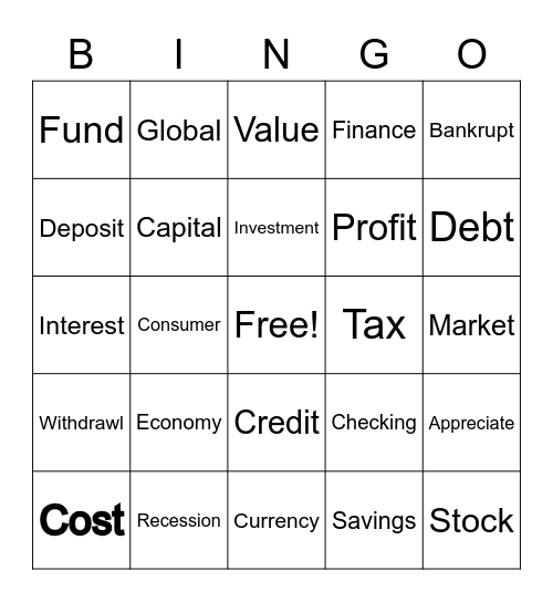 Economics / Financial Bingo Card