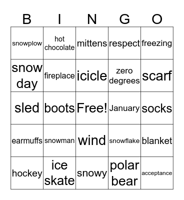 Winter Words Bingo Card