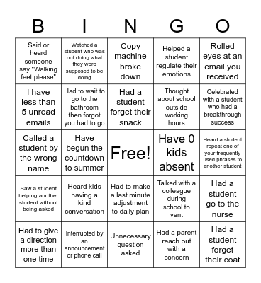 Teacher Bingo 2023 Bingo Card