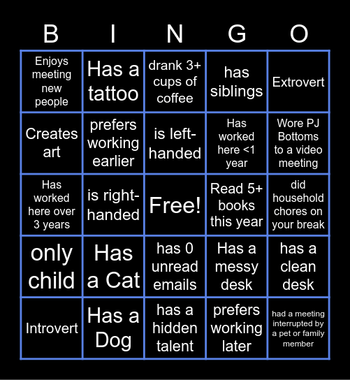 Training Bingo! Bingo Card