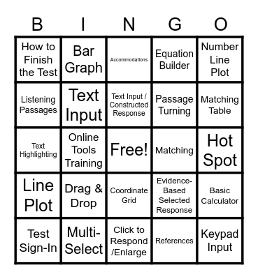 MAP Online Tools Training BINGO Card