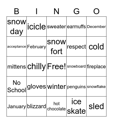 Winter Words Bingo Card
