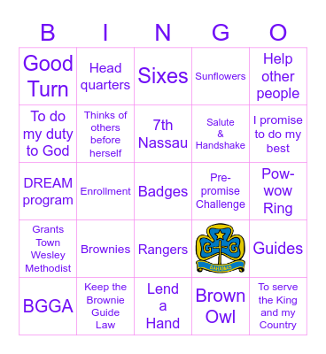 Bahamas Girl Guides Bingo Card
