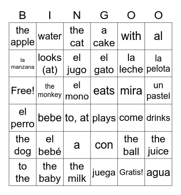 Symtalk-español 1 - Lessons 1-7 Bingo Card