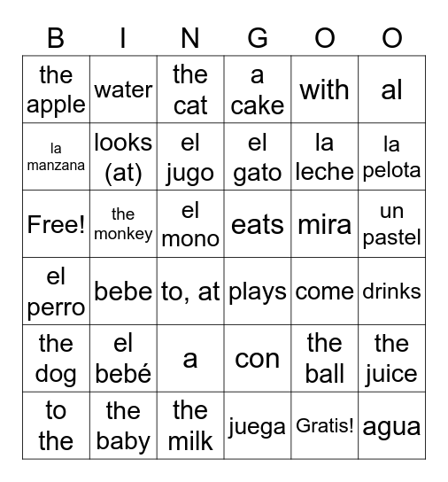 Symtalk-español 1 - Lessons 1-7 Bingo Card