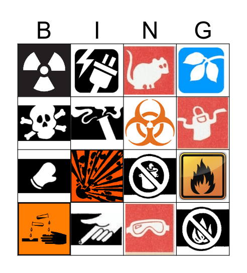 Safety Symbols Bingo Card