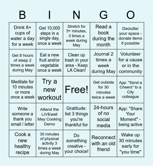 WELLNESS BINGO Card