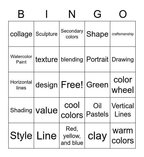 Art Bingo Card