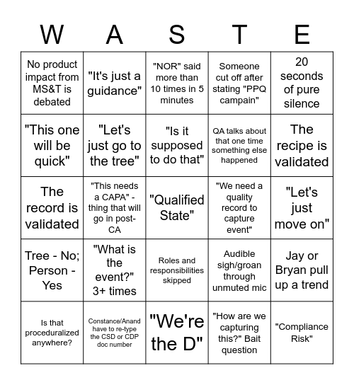 DAI Marathon Bingo Card