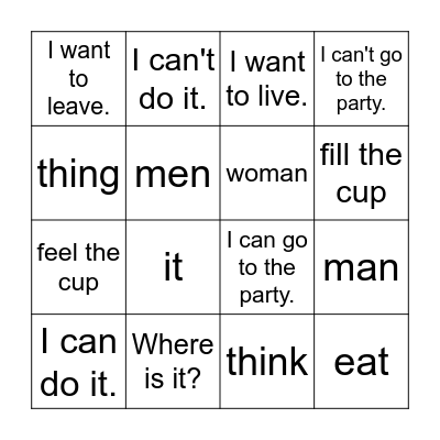 Pronunciation Bingo Card