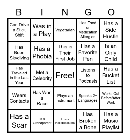 How Well Do You Know Your Co-Workers? Bingo Card