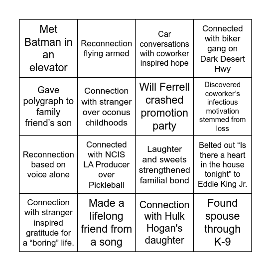 Polygraph Bingo! Bingo Card