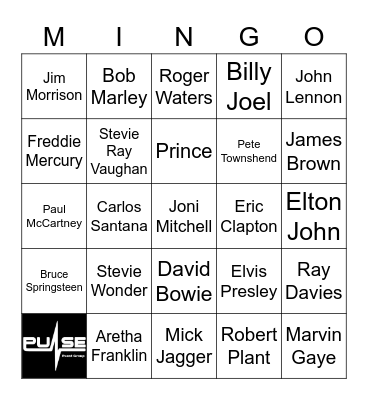 Rockstars Bingo Card