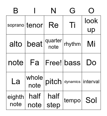 Music Bingo Card