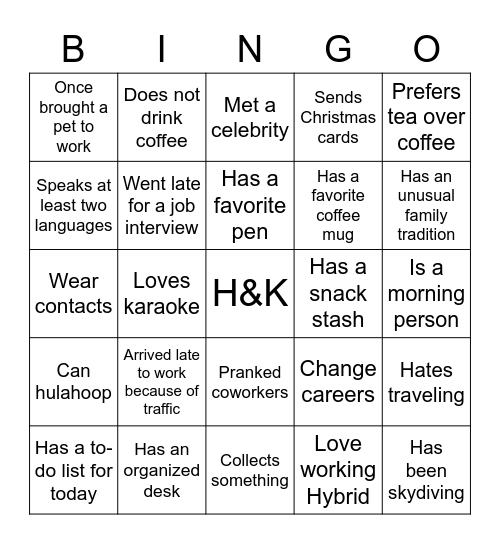 H&K Staff Appreciation Bingo Card