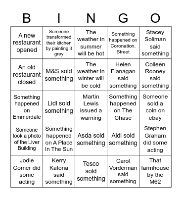 Liverpool Echo Bingo Card