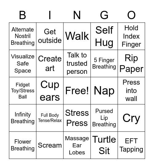 COPING SKILLS Bingo Card