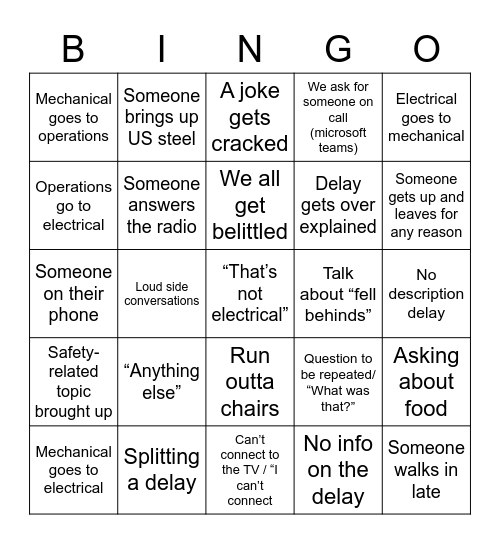 Meeting Bingo Card