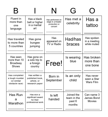 Ice-Breaker Bingo Card