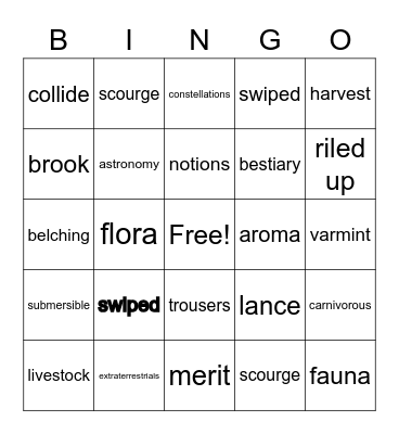 Kenny - Dragon Vocab Bingo Card
