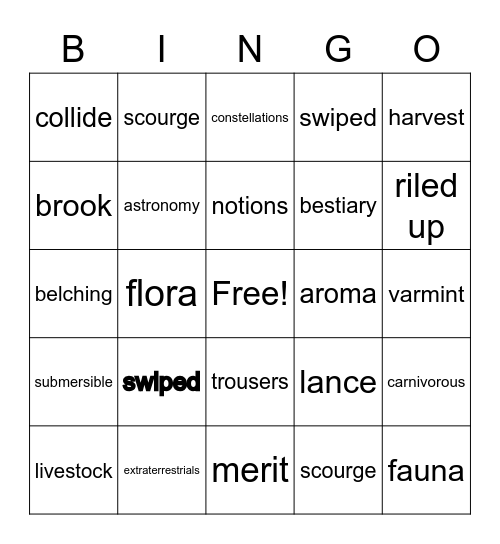 Kenny - Dragon Vocab Bingo Card