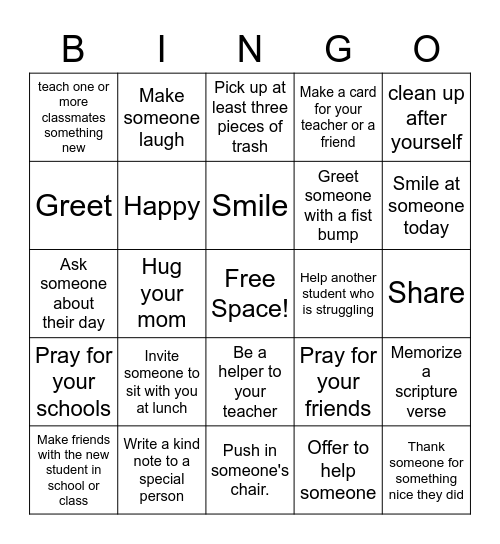 KINDNESS MATTERS Bingo Card