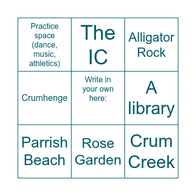 Where have you gone to recharge? Bingo Card