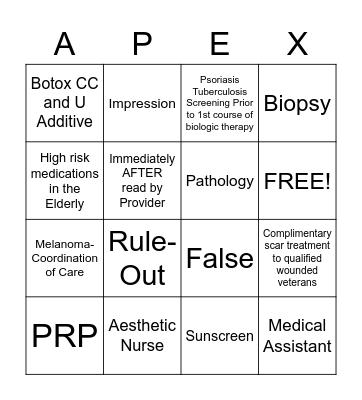 APEX Trivia Bingo Game 3 Bingo Card