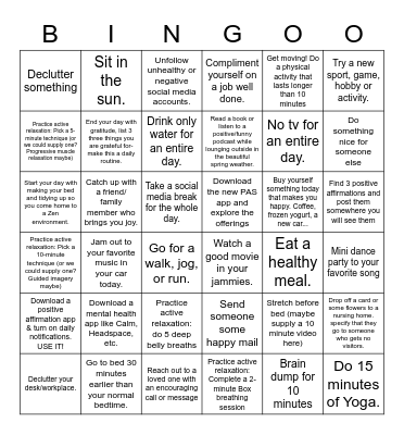JCHD Mental Health Bingo Card