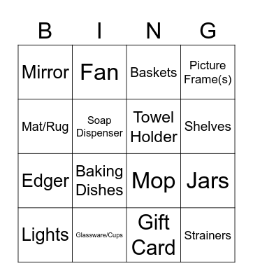 Bridal Bingo Card