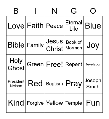 Family Bingo Card