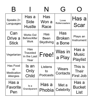 How Well Do You Know Your Co-Workers? Bingo Card