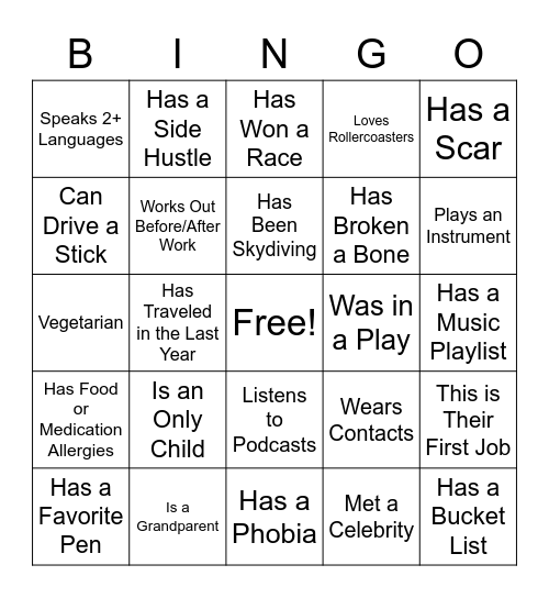 How Well Do You Know Your Co-Workers? Bingo Card