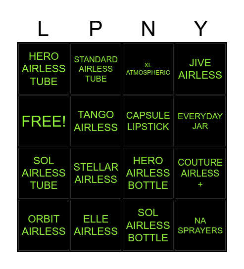 LPNY LUNCH & LEARN Bingo Card
