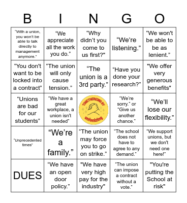 GUG ES 1 UNION! Union Busting Bingo Card