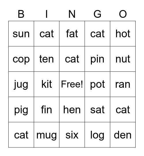 CVC Bingo Card