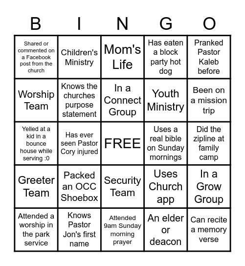 Volunteer Bingo Card