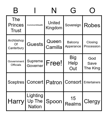 Master Blasters Coronation Bingo Card