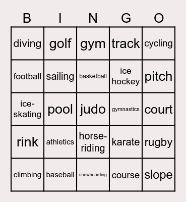 Sports and sports venues Bingo Card