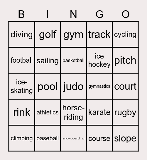 Sports and sports venues Bingo Card
