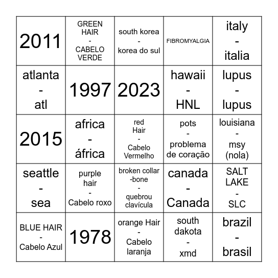 birthday bingo Card