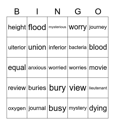 HFW Bingo Step 11 Bingo Card