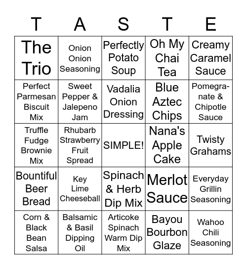 Tasty Treats Bingo Card