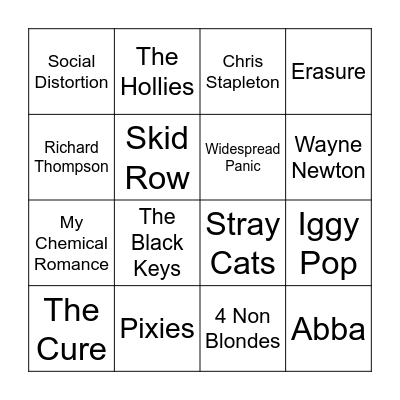 Boogie Down Bingo Card