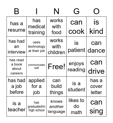 Human Bingo! Find Someone Who... Bingo Card