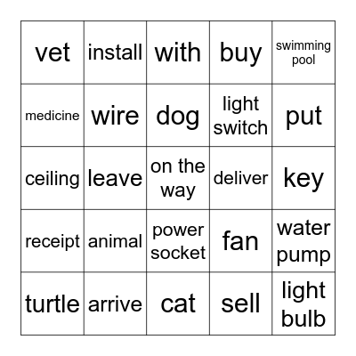 April 2023 Words Bingo Card