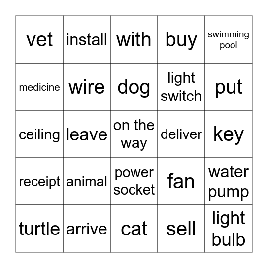 April 2023 Words Bingo Card