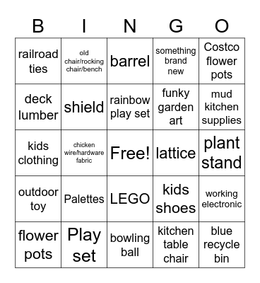 Clean Up Week Bingo Card