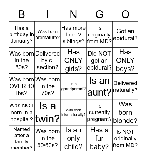 Find Someone Who...?? (Family Edition) Bingo Card
