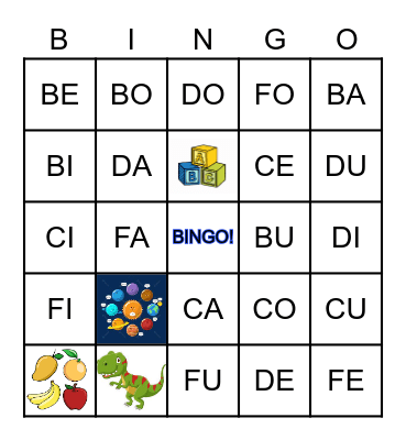 BINGO SILÁBICO Bingo Card